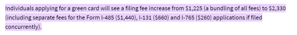 I-485收费标准的重大调整