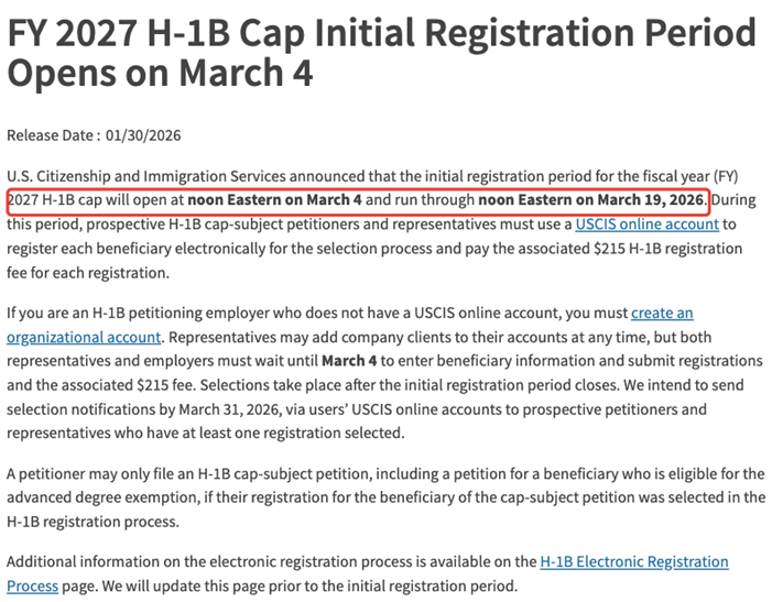 2026 -2027 H‑1B 抽签分析